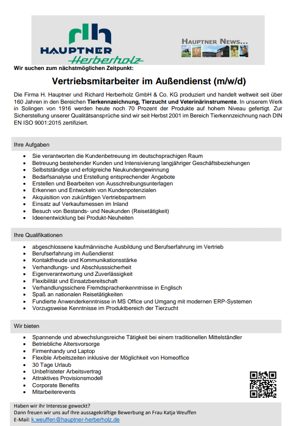  Vertriebsmitarbeiter im Außendienst(m/w/d)